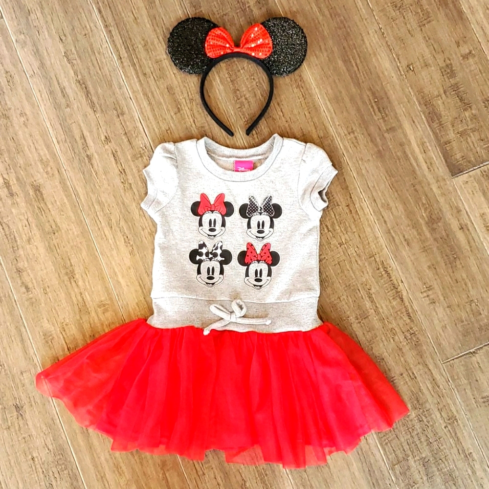Disney Minnie Mouse Dress with Ears Headband, sz 2
